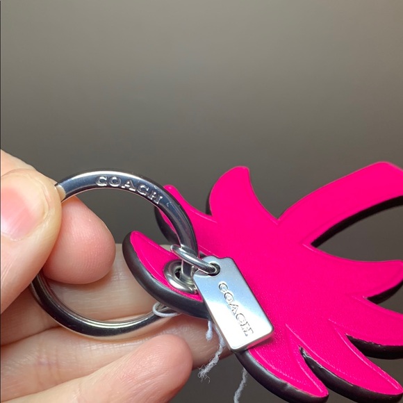 NWT - Coach Palm Tree Bag Charm in Smooth Leather/Silver/Dragon Fruit - Picture 8 of 12